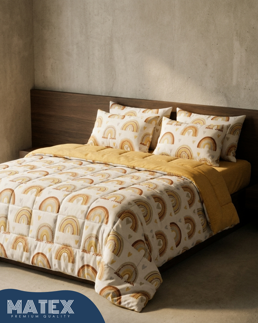 Single size Golden Rainbow Double-Face Cotton Comforter Set
