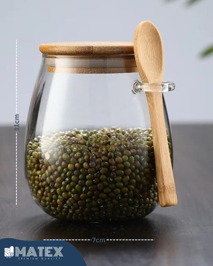 Glass Sealed Jar with Wood