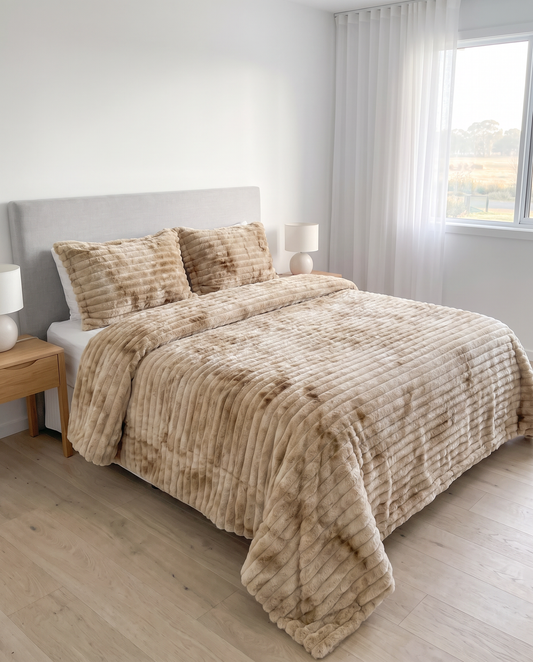 King Caramel Sand CloudVelvet Rabbit Fur Comforter