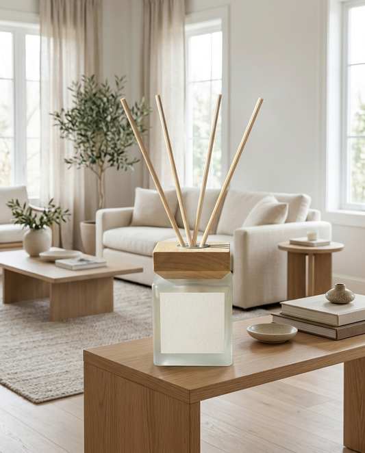 White Musk Reed Diffuser in a living room