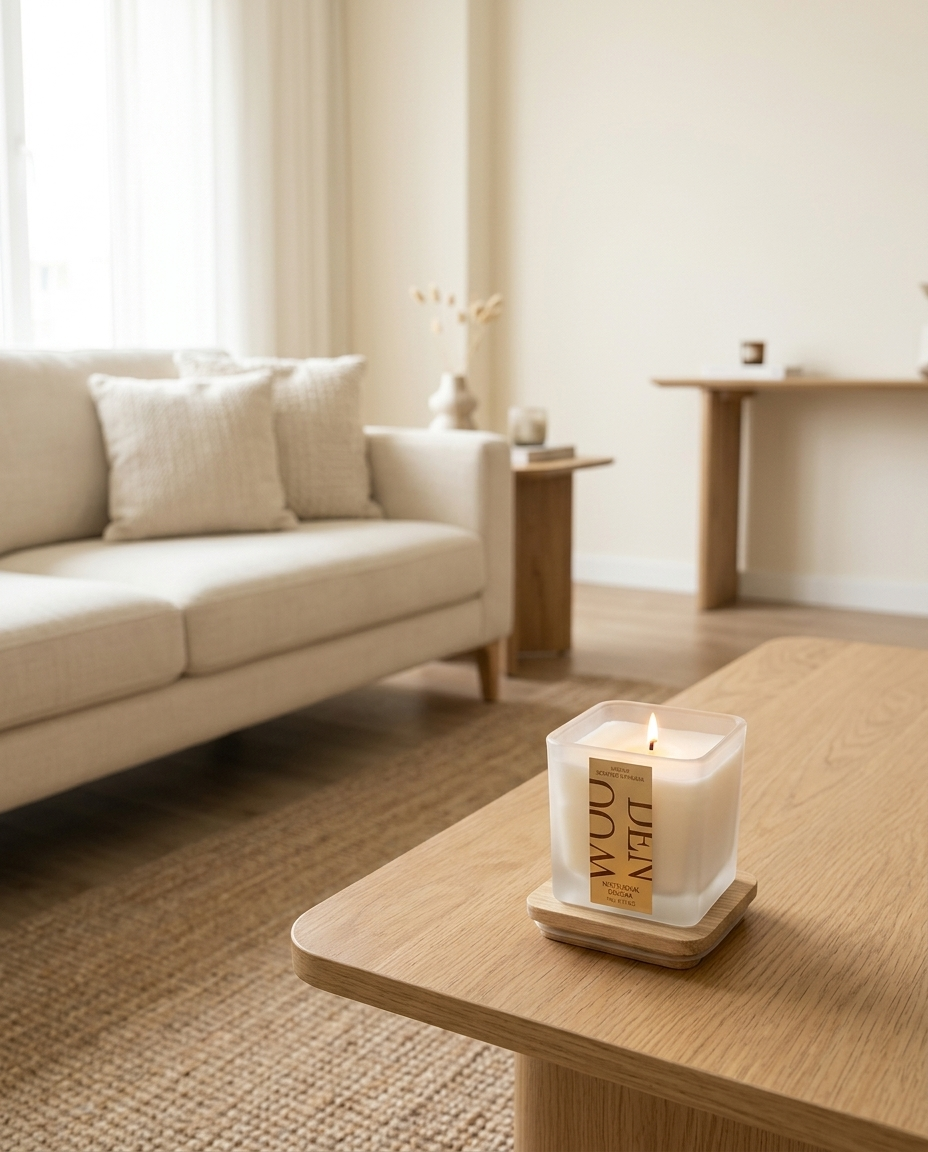 Nocturnal Enigma Scented Candle in a living room