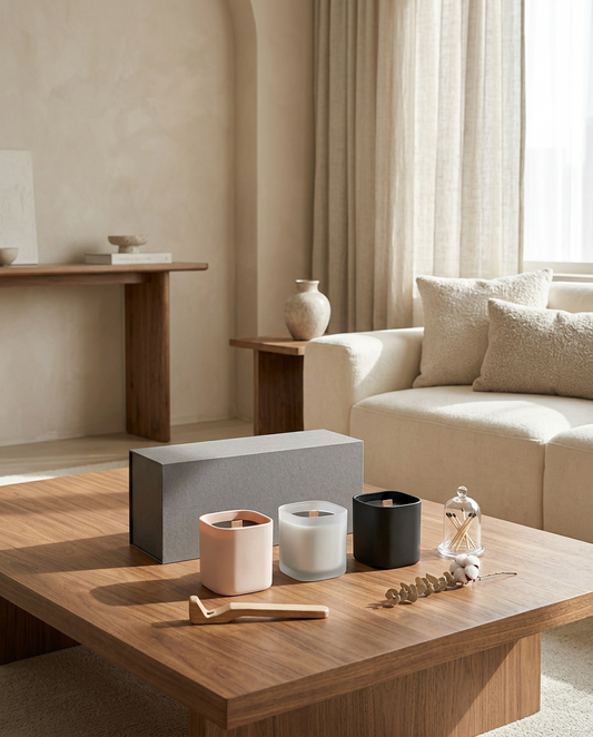 Serenity Candle Collection 3pcs Set in a living room