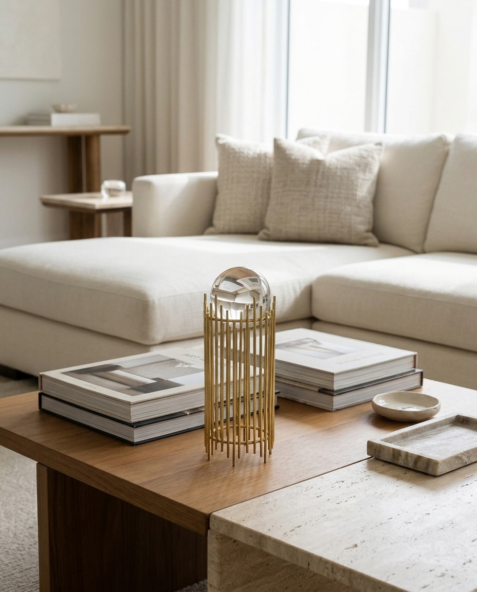 Golden Halo Crystal Decor in a living room