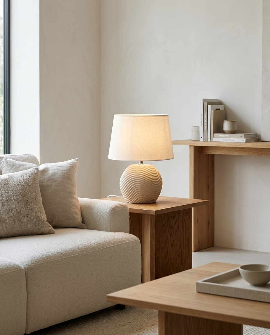 Dune Wave Table Lamp in a living room