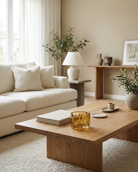 Heavy Cylinder Glass Premium Ashtray in a living room