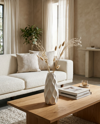 Prism Ceramic Vase in a living room