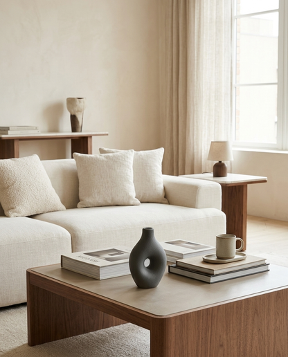 Nordic Grey Bottle Ceramic Vase in a living room