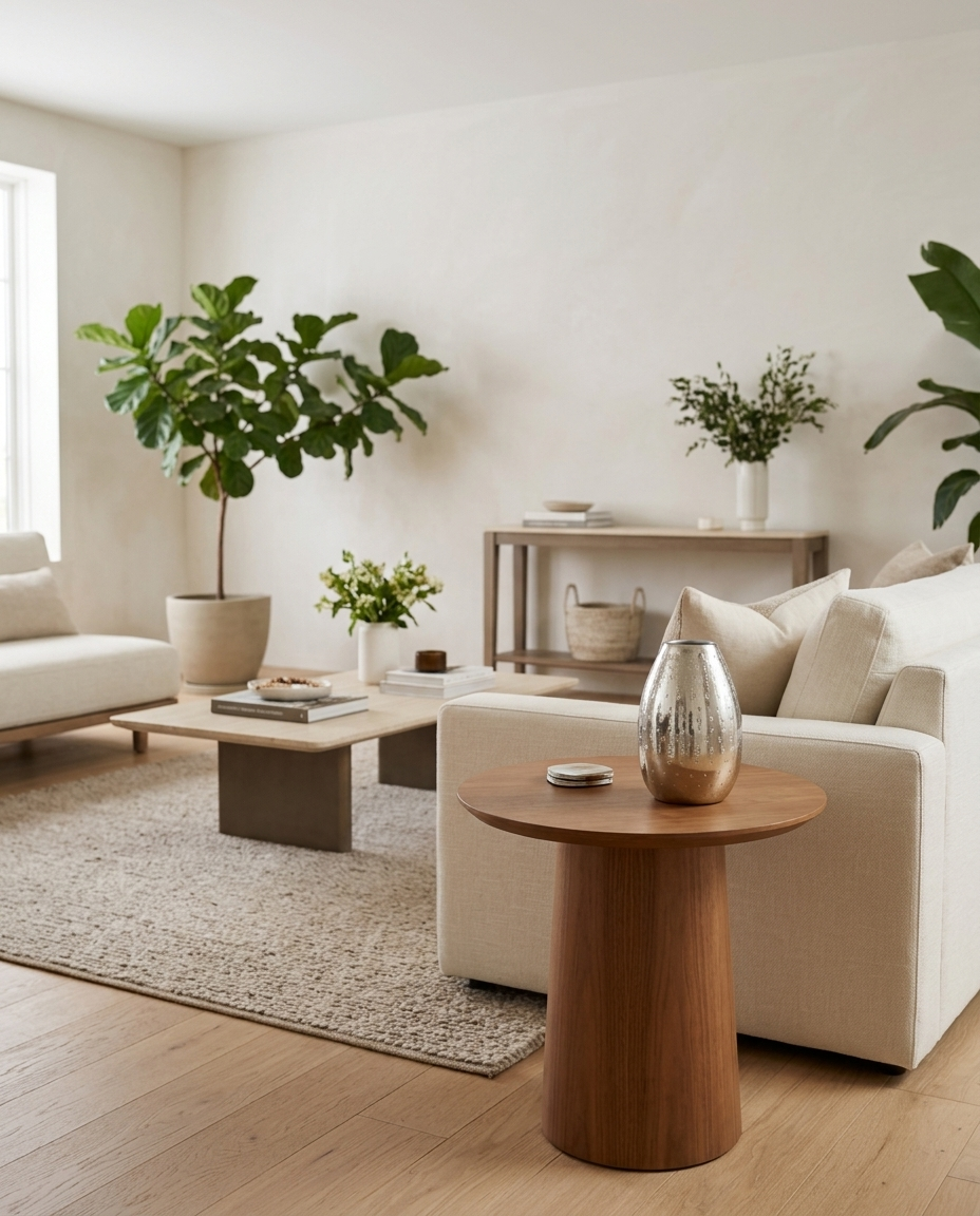 Metal Etched Vase in a living room