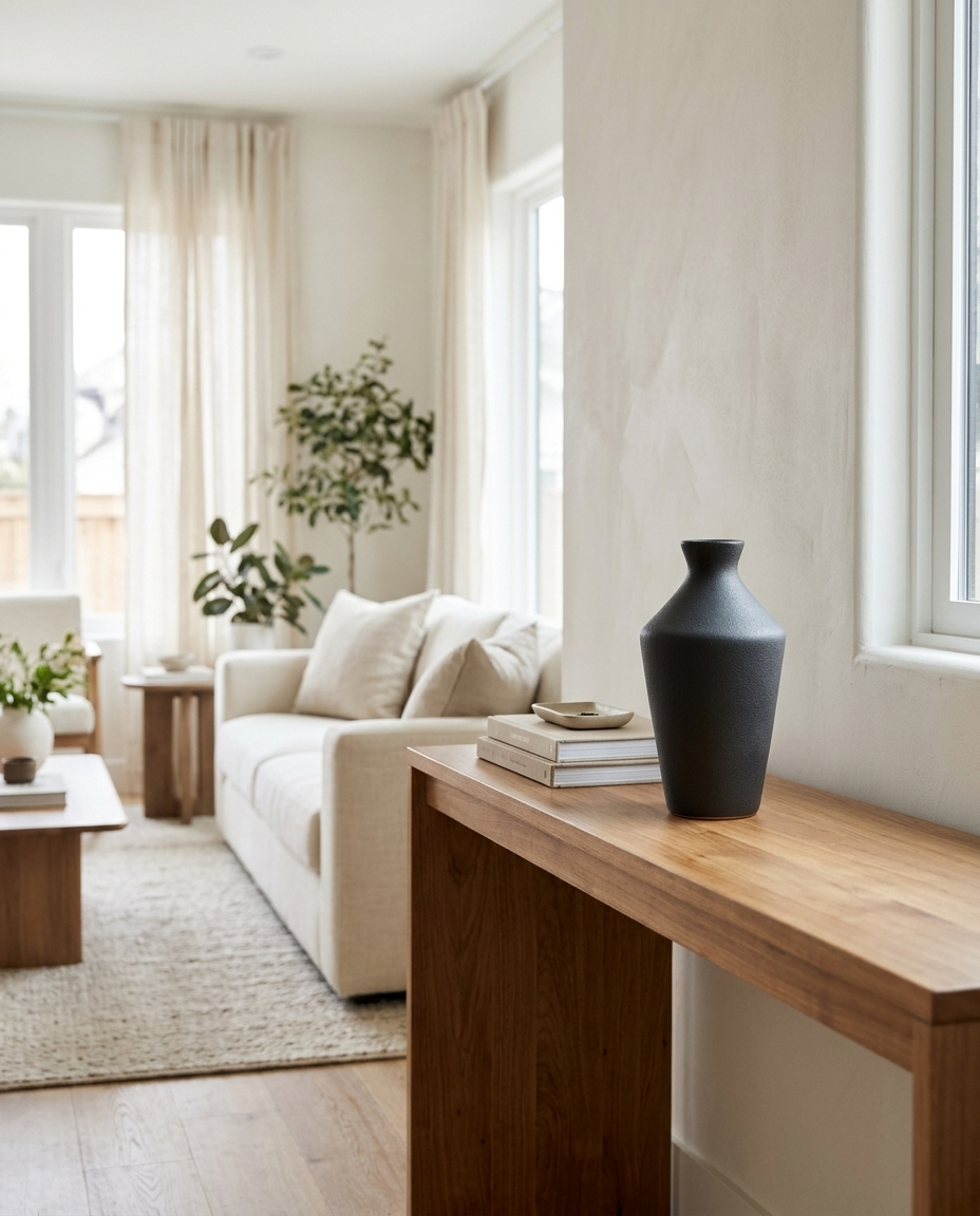 Arlo Ceramic Vase in a living room