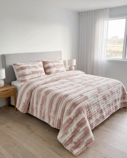 King Blush CloudVelvet Rabbit Fur Comforter