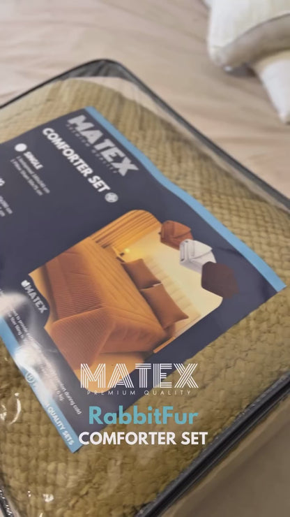 King Size Coffee Beige Rabbit Faux Fur Sherpa Comforter (3 pcs)