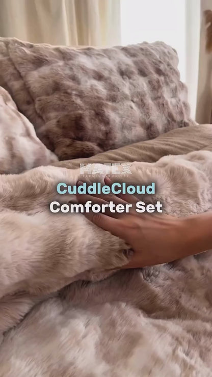 King Size Beige Husky Thick CuddleCloud Comforter Set (3pcs)