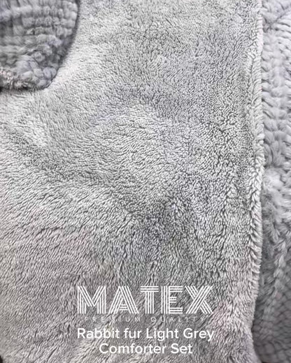King Size Light Grey Rabbit Fur Sherpa Comforter