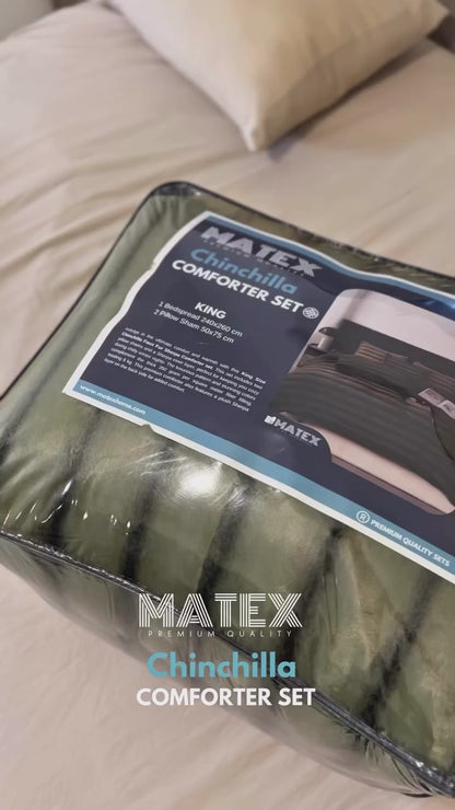 King Size Olive Chinchilla Faux Fur Sherpa Comforter set (3 pcs)